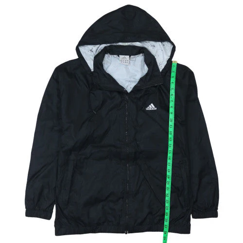 Adidas Mens Black L Windbreaker Hooded Full Zip Jacket - Image 3