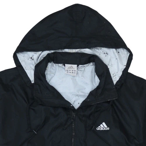 Adidas Mens Black L Windbreaker Hooded Full Zip Jacket - Image 6