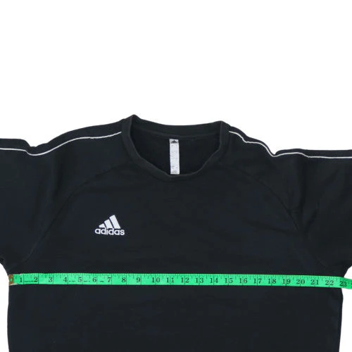 Adidas Mens Black Large Crew Neck Pullover Sweatshirt with Logo Trim - Image 2
