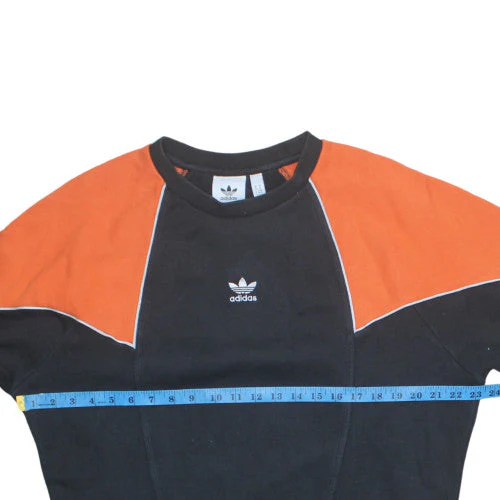 adidas Mens Black Orange Pullover Sweatshirt M Crew Neck Sports Jersey - Image 2