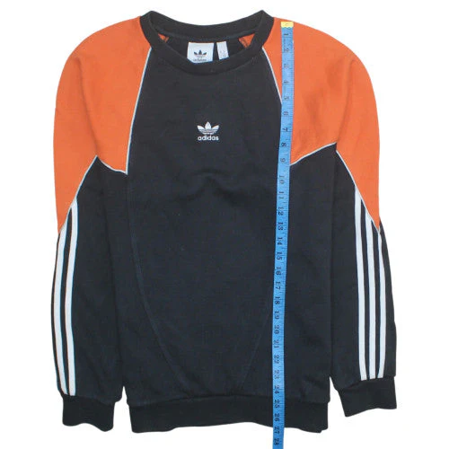 adidas Mens Black Orange Pullover Sweatshirt M Crew Neck Sports Jersey - Image 3
