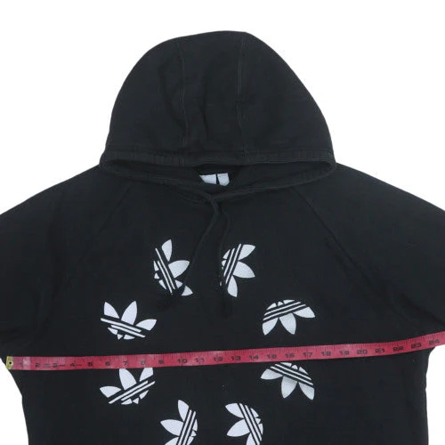 Adidas Mens Black Pullover Hoodie L Graphic Logo Fleece Sweatshirt - Image 2