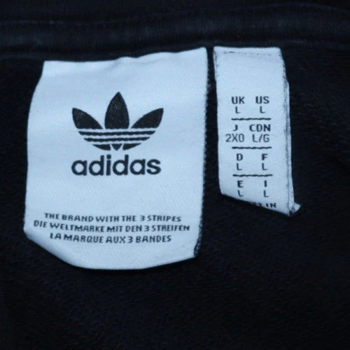 Adidas Mens Black Pullover Hoodie L Graphic Logo Fleece Sweatshirt - Image 5