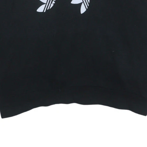 Adidas Mens Black Pullover Hoodie L Graphic Logo Fleece Sweatshirt - Image 7