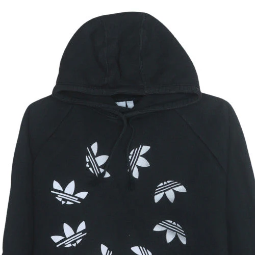 Adidas Mens Black Pullover Hoodie L Graphic Logo Fleece Sweatshirt - Image 8