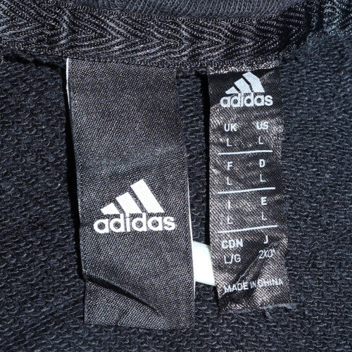 Adidas Mens Black Pullover Hoodie L Hooded Sports Sweatshirt - Image 5