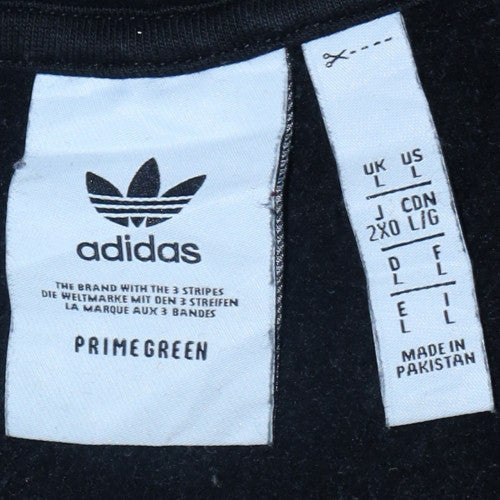 Adidas Mens Black Pullover Hoodie L Regular Fleece Logo Sweatshirt - Image 5