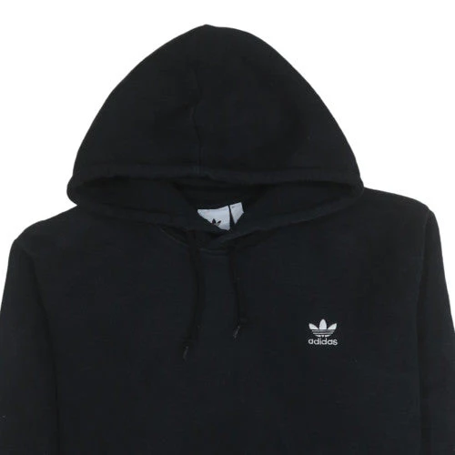 Adidas Mens Black Pullover Hoodie L Regular Fleece Logo Sweatshirt - Image 8