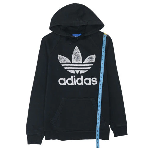 Adidas Mens Black Pullover Hoodie L Sports Retro Graphic Fleece - Image 3