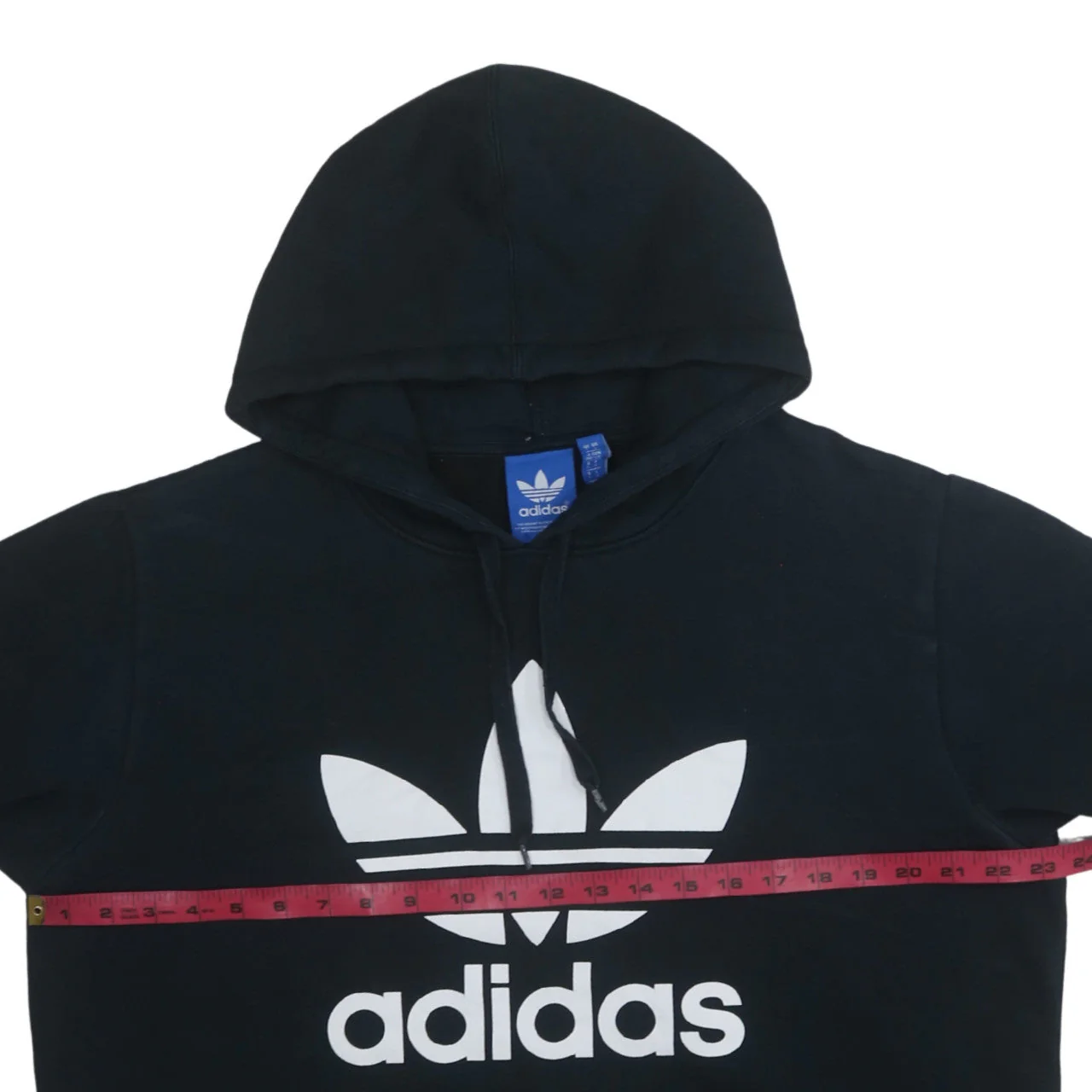 Adidas Mens Black Pullover Hoodie Large Logo Fleece Sweatshirt - Image 2