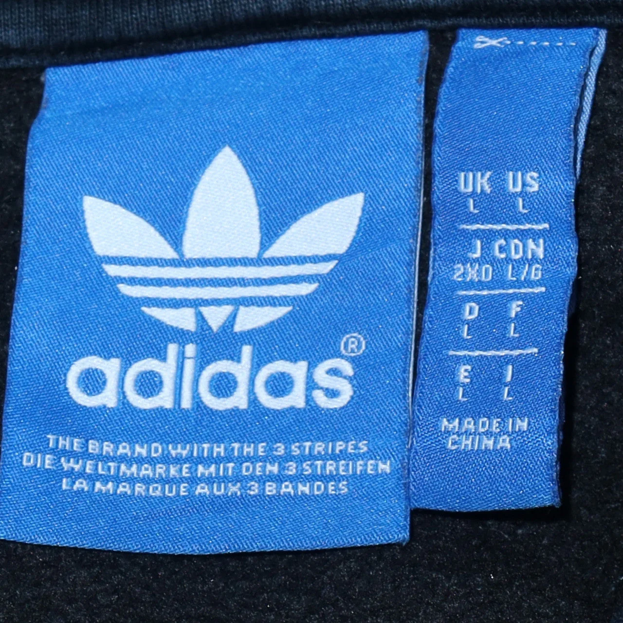 Adidas Mens Black Pullover Hoodie Large Logo Fleece Sweatshirt - Image 6