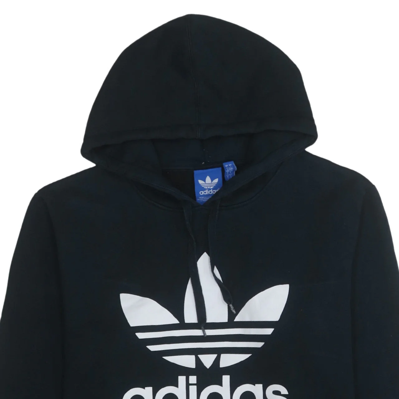 Adidas Mens Black Pullover Hoodie Large Logo Fleece Sweatshirt - Image 8
