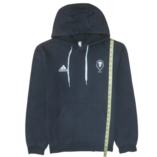 Adidas Mens Black Pullover Hoodie M Logo Fleece Sportswear - Image 3