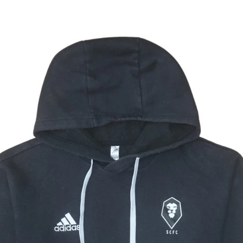 Adidas Mens Black Pullover Hoodie M Logo Fleece Sportswear - Image 8