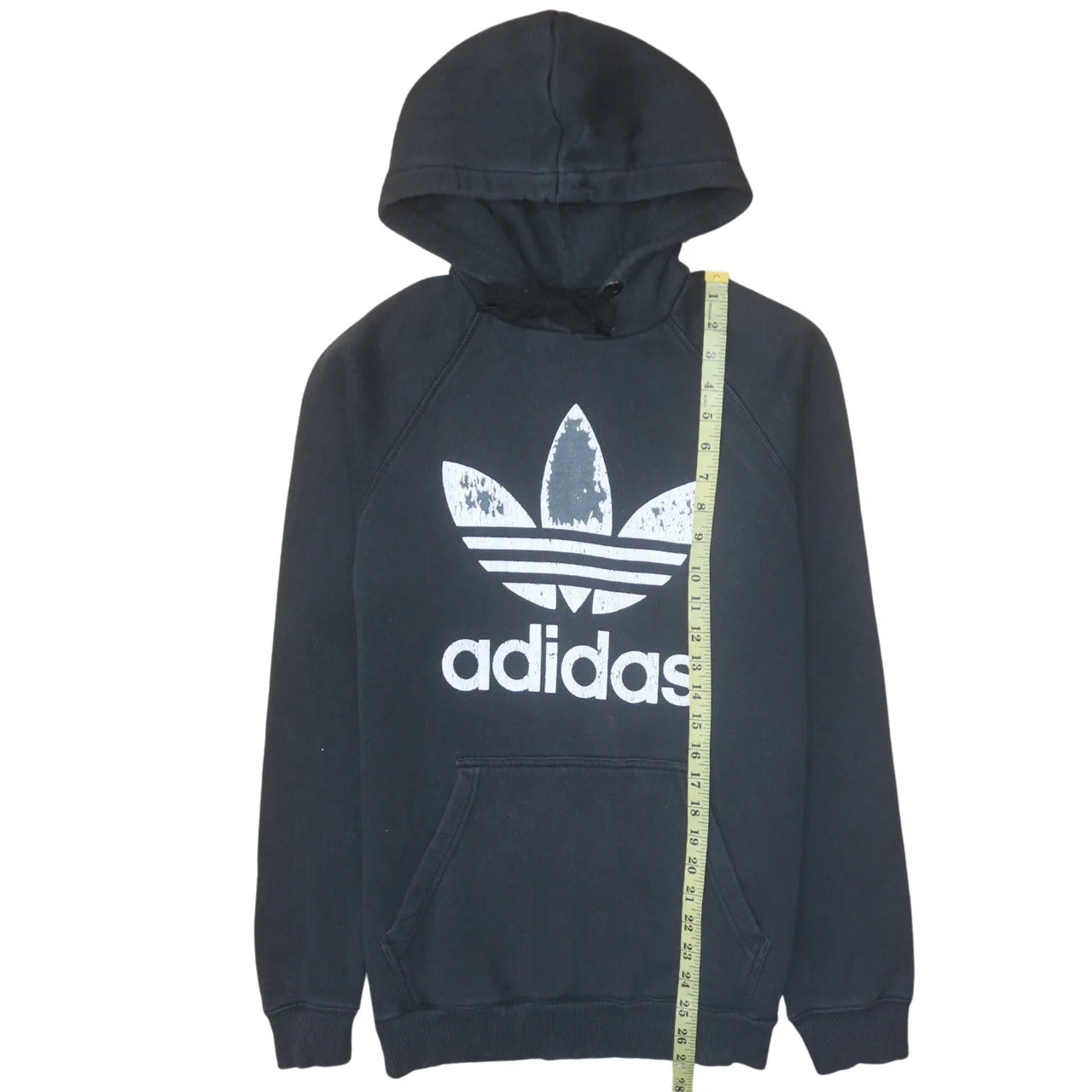 Adidas Mens Black Pullover Hoodie M Sports Logo Graphic Fleece - Image 2