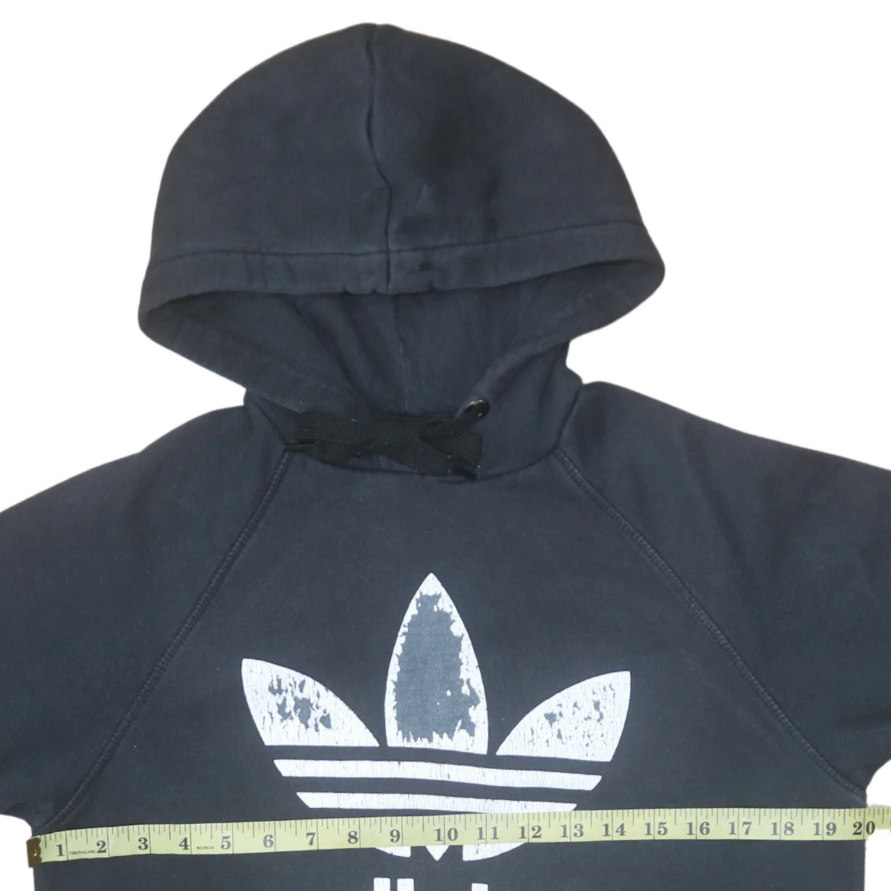 Adidas Mens Black Pullover Hoodie M Sports Logo Graphic Fleece - Image 3