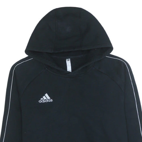 Adidas Men's Black Pullover Hoodie Medium Fleece Sportswear - Image 7