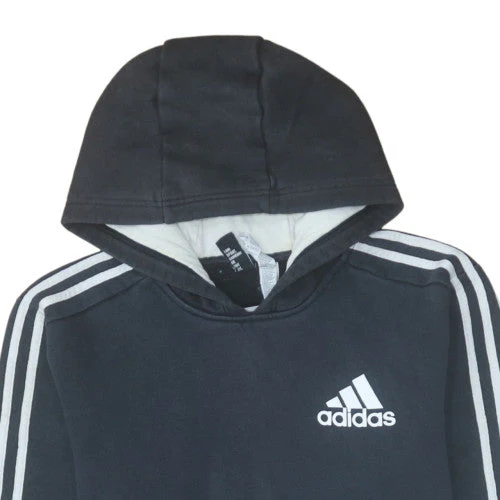 Adidas Men's Black Pullover Hoodie Medium Logo Fleece Sweatshirt - Image 8