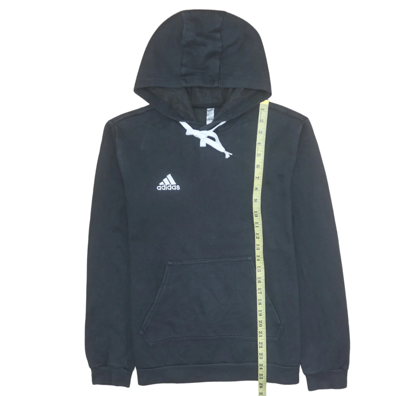 Adidas Men's Black Small Pullover Hoodie with Logo and Drawstring - Image 3