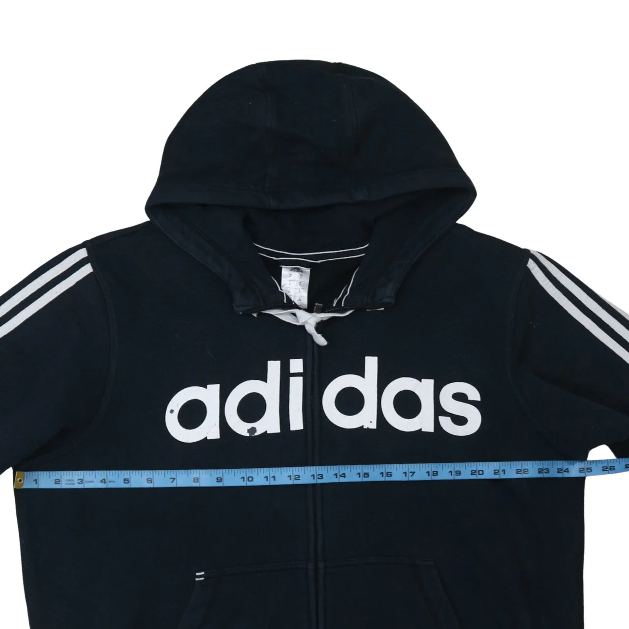 Adidas Men's Black XL Full Zip Hoodie with Logo Print - Image 2