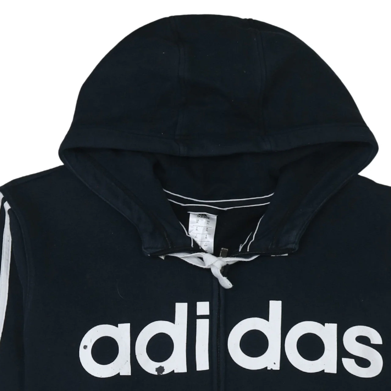 Adidas Men's Black XL Full Zip Hoodie with Logo Print - Image 7