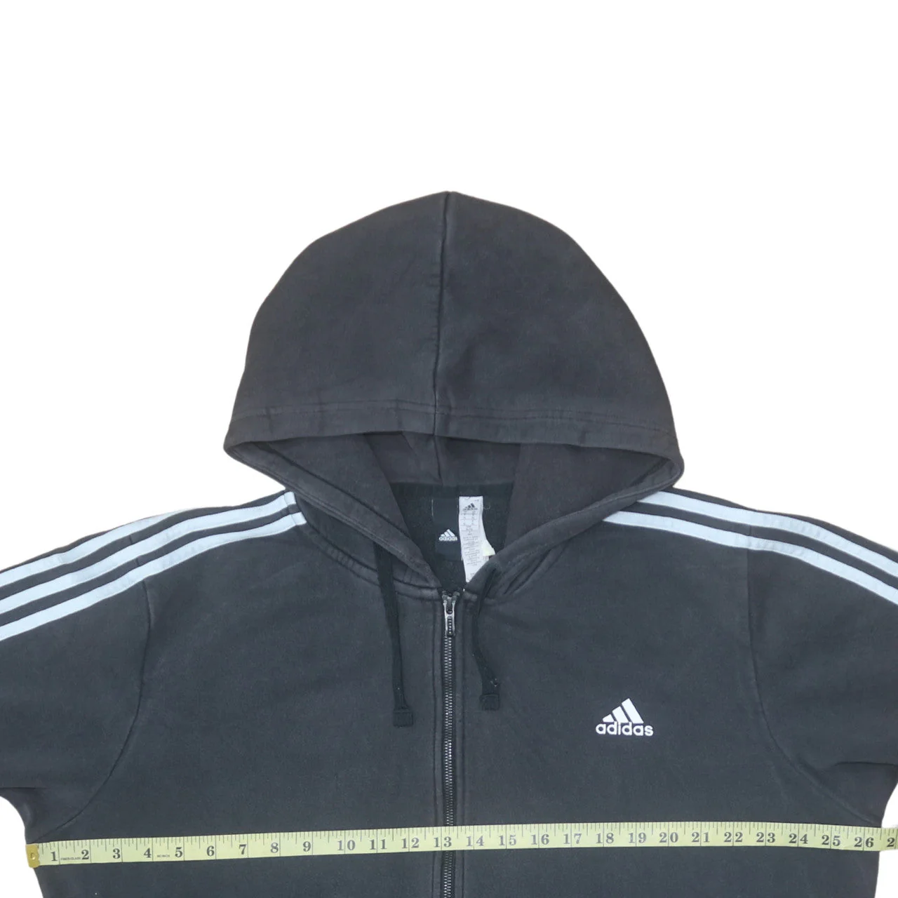 Adidas Men's Black XL Full Zip Hoodie with White Stripes - Image 3