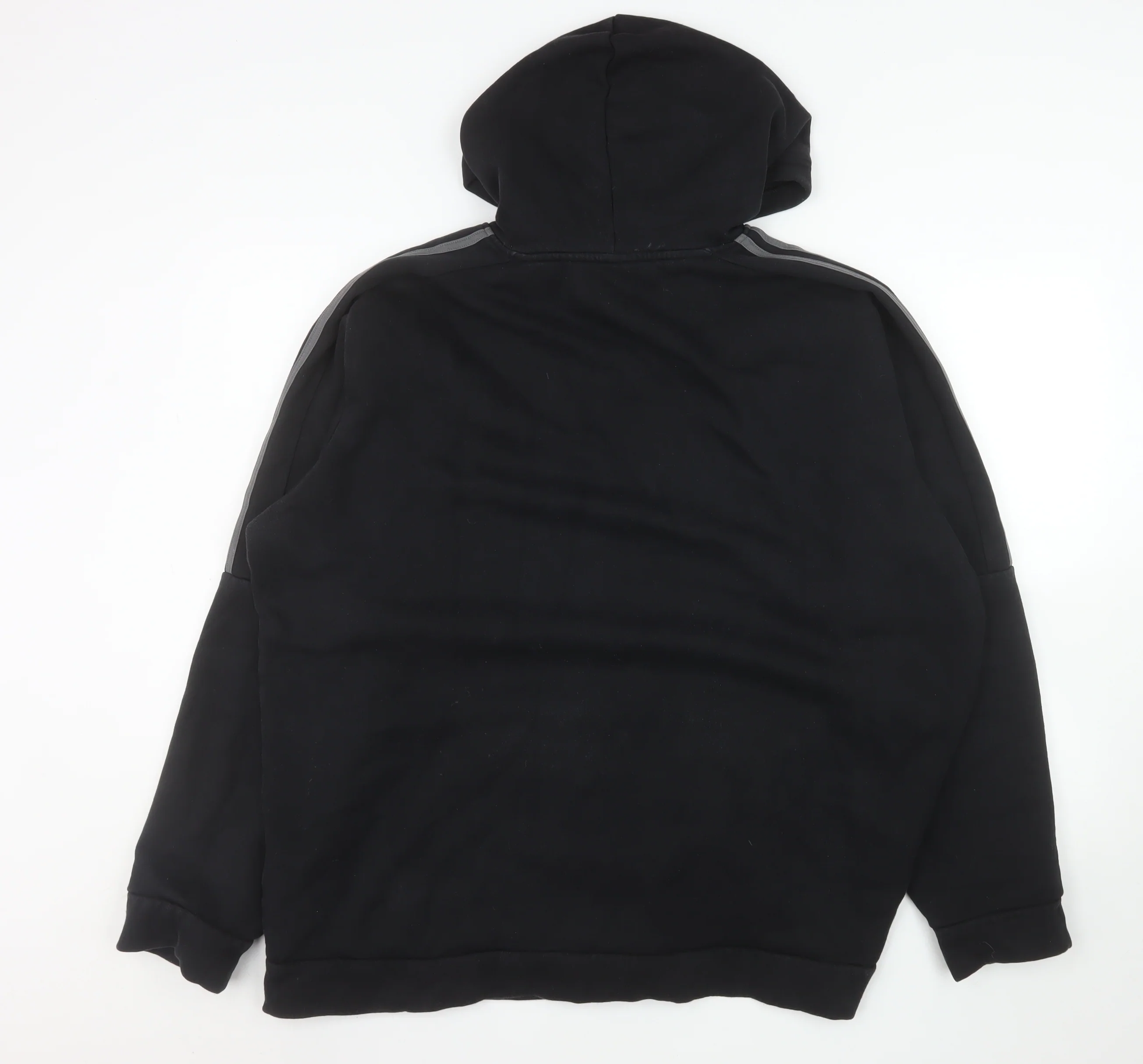 adidas Mens Black XL Pullover Hoodie Fleece Sports Logo Hooded Sweatshirt - Image 3