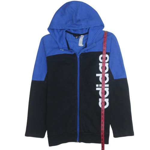 Adidas Men's Blue Black Full Zip Hoodie M Logo Sportswear - Image 2