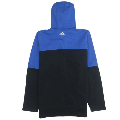 Adidas Men's Blue Black Full Zip Hoodie M Logo Sportswear - Image 4