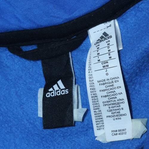 Adidas Men's Blue Black Full Zip Hoodie M Logo Sportswear - Image 6