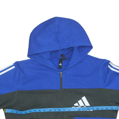 Adidas Mens Blue Black Full Zip Hoodie Size L Hooded Sweatshirt - Image 2