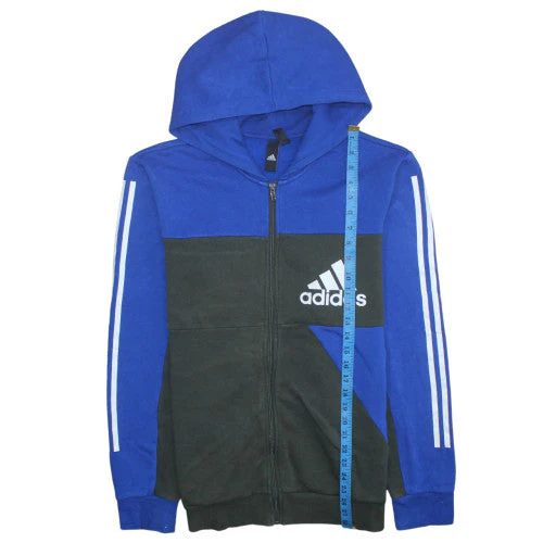 Adidas Mens Blue Black Full Zip Hoodie Size L Hooded Sweatshirt - Image 3