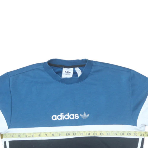 Adidas Men's Blue Colour Block Crew Neck Sweatshirt S Regular Fit - Image 2