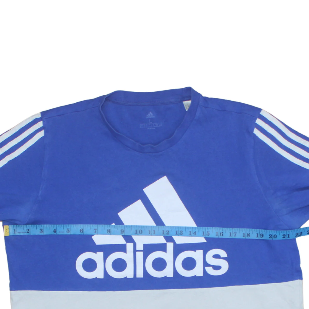 Adidas Men's Blue Colourblock Logo Sports T-Shirt Size L - Image 2