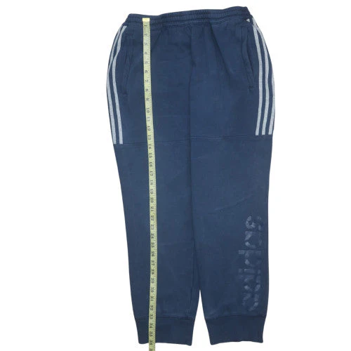 Adidas Men's Blue Cotton Joggers L Logo Tapered Fit - Image 2