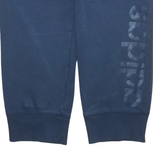 Adidas Men's Blue Cotton Joggers L Logo Tapered Fit - Image 7