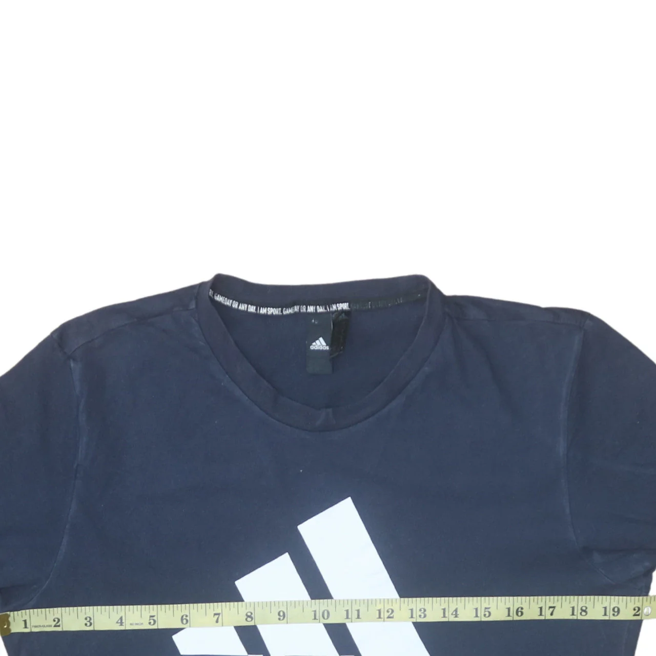 Adidas Men's Blue Crew Neck Graphic Logo T-Shirt Size M - Image 3