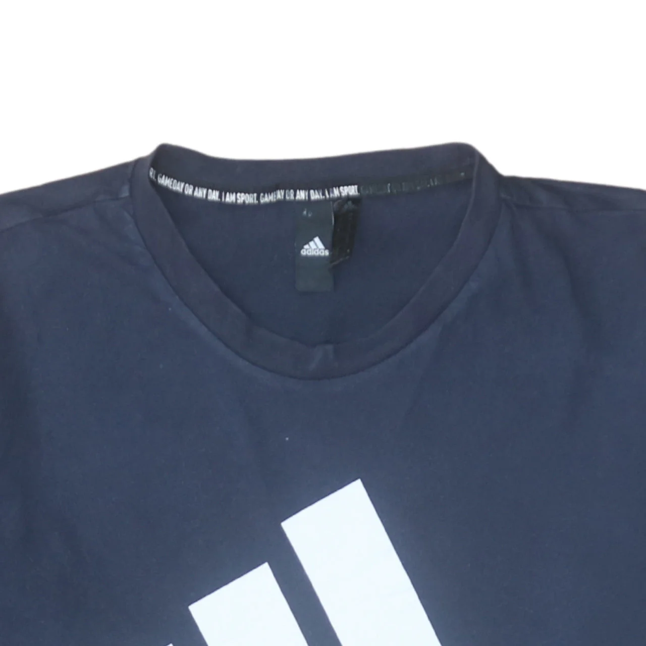 Adidas Men's Blue Crew Neck Graphic Logo T-Shirt Size M - Image 7