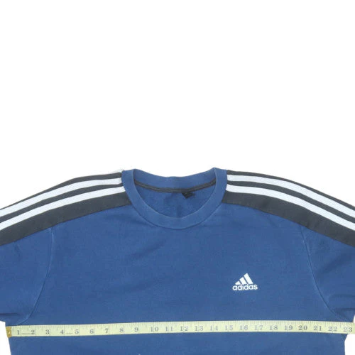 Adidas Men's Blue Crew Neck Pullover Sweatshirt Size L - Image 2
