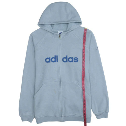 adidas Men's Blue Full Zip Fleece Hoodie L Sportswear - Image 3