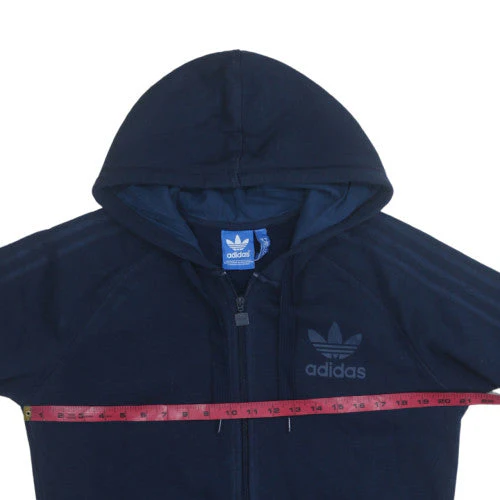 adidas Men's Blue Full Zip Hoodie M Logo Sports Casual Sweatshirt - Image 3