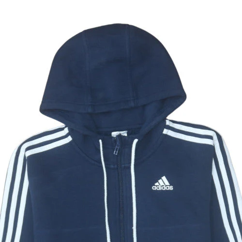 Adidas Men's Blue Full Zip Hoodie S Sports Fleece Jacket - Image 7
