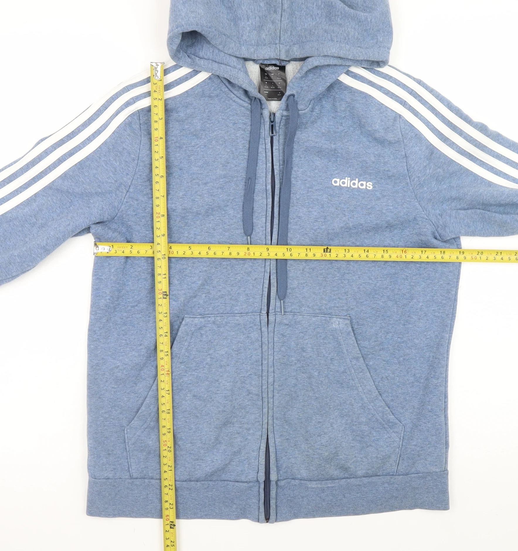 adidas Men's Blue Full Zip Hoodie Size L Sportswear - Image 2