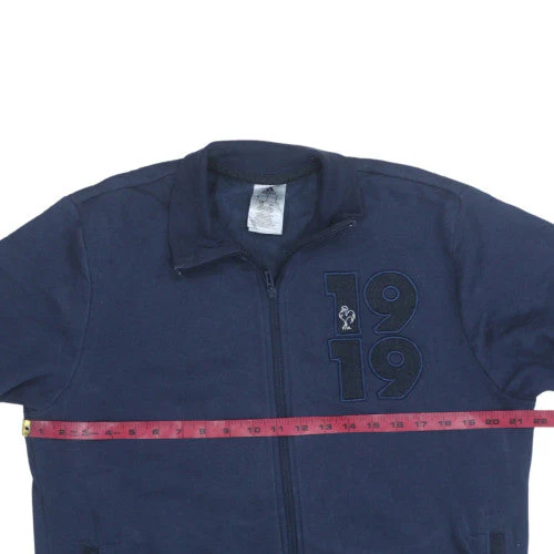 Adidas Mens Blue Full Zip Sweatshirt L Regular Fleece 1919 Logo - Image 2