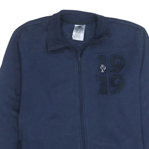 Adidas Mens Blue Full Zip Sweatshirt L Regular Fleece 1919 Logo - Image 7