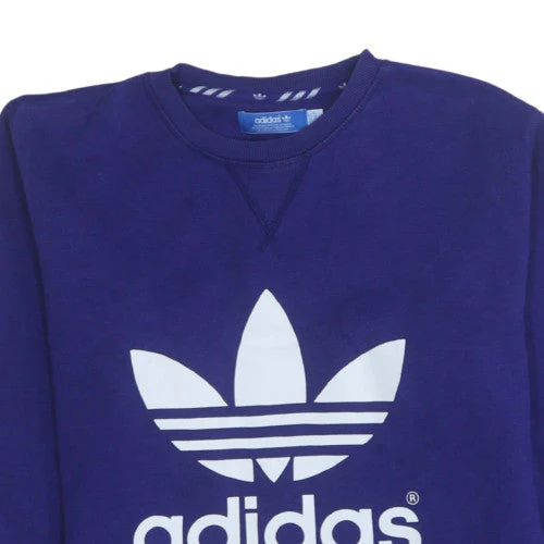Adidas Men's Blue Graphic Logo Crew Neck Pullover Sweatshirt M - Image 8