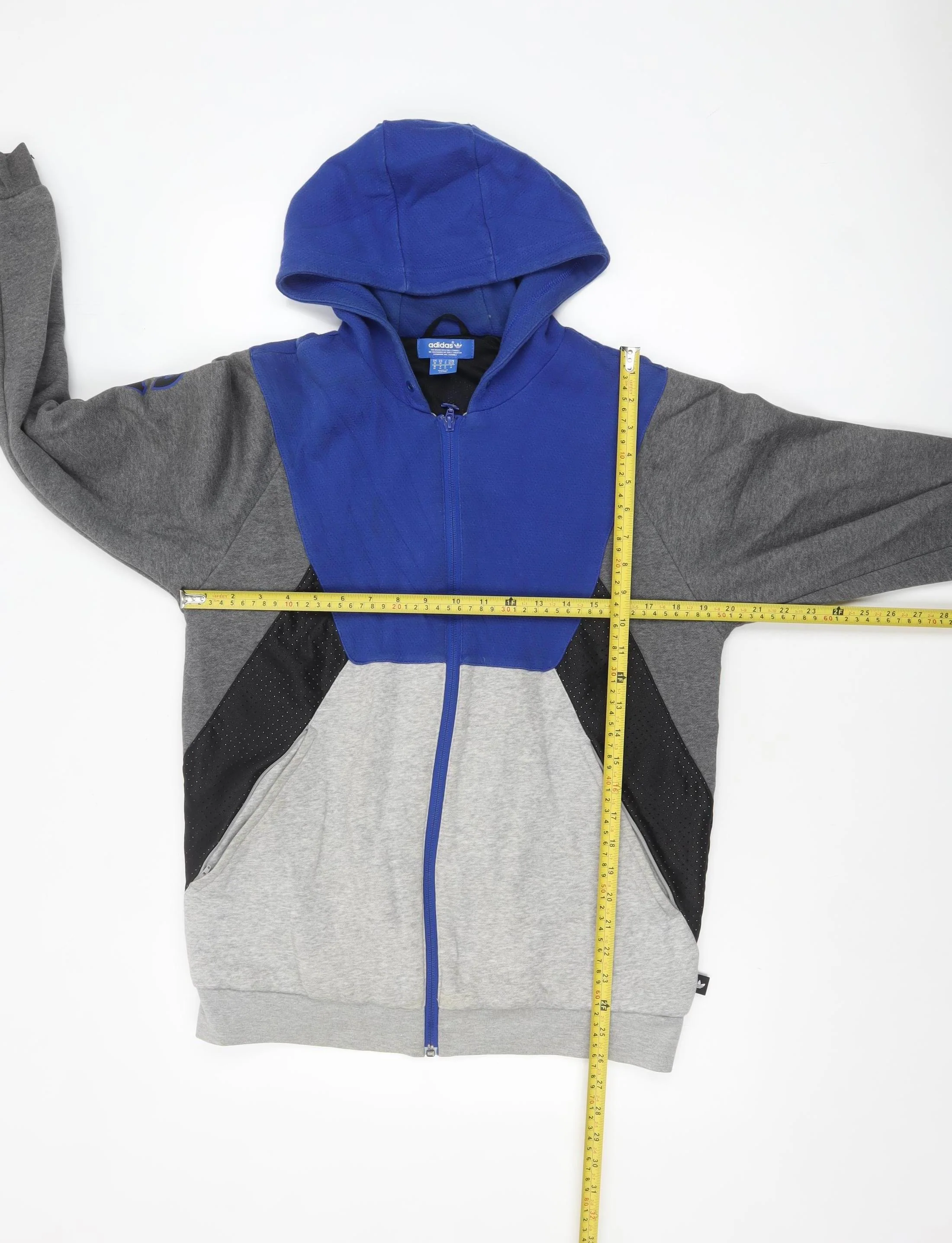 adidas Men's Blue Grey Full Zip Hoodie M Sportswear - Image 2