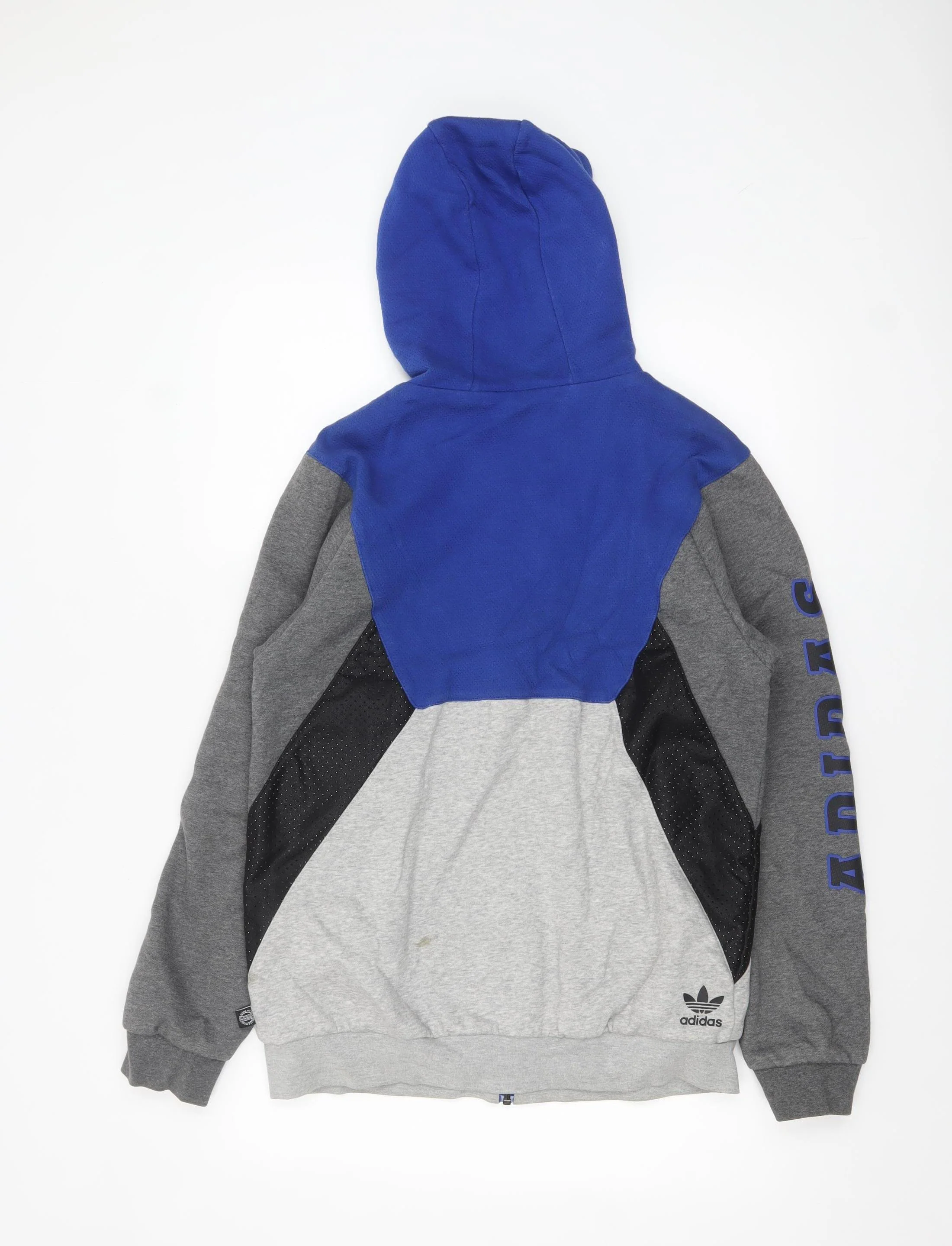 adidas Men's Blue Grey Full Zip Hoodie M Sportswear - Image 3