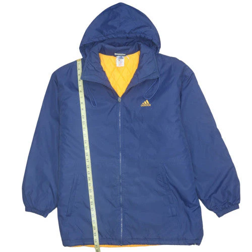 Adidas Mens Blue Hooded Puffer Jacket Size L Polyester Quilted Lined - Image 3