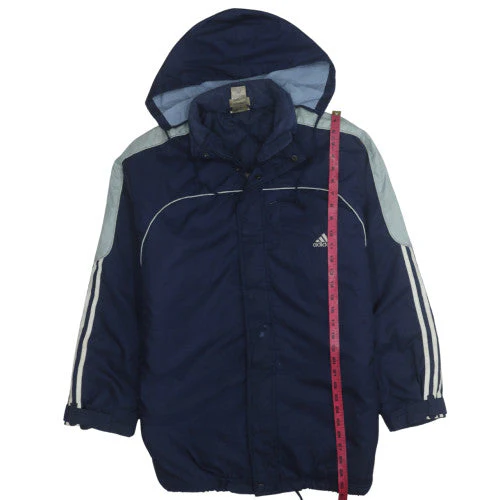 Adidas Men's Blue Hooded Waterproof Parka Jacket Size M - Image 2